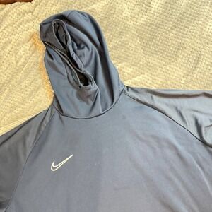 Nike Mens Dri-FIT Academy Soccer Training Hoodie Navy Blue White Swoosh Large